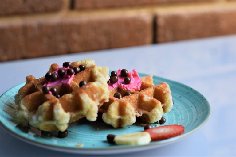 Gofre con crema rosa de Protella